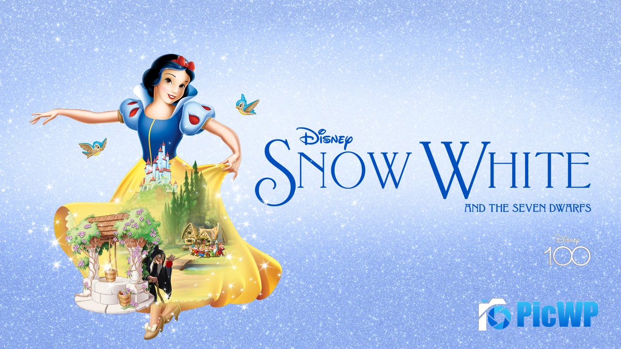Snow White and the Seven Dwarfs Blue aesthetic 4K PC Wallpaper
