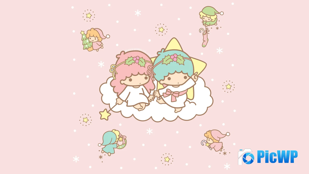 Little Twin Stars Peach background 4K PC Wallpaper