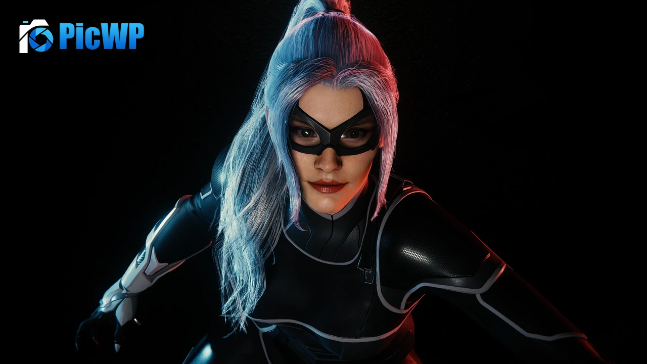 Black Cat (Felicia Hardy) Black background 4K PC Wallpaper