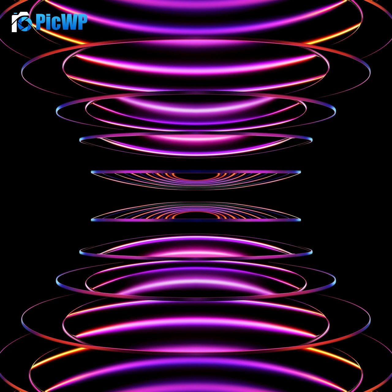 iPad Pro M2 Neon circles 4K Fold Wallpaper