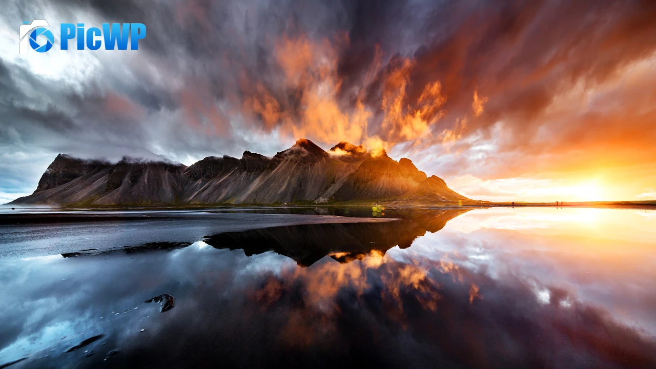 Vestrahorn mountain Beach 4K PC Wallpaper