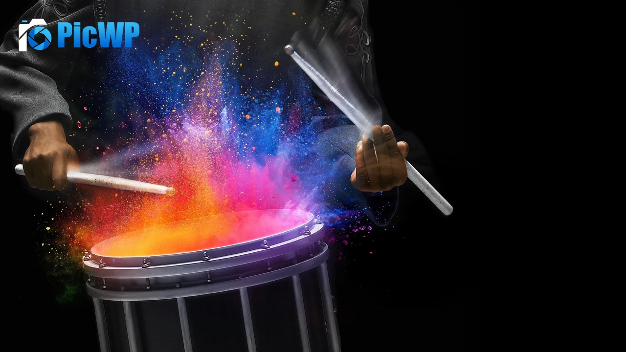 Drum beat Colors splash 4K PC Wallpaper