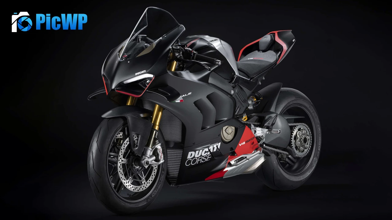 Ducati Panigale V4 SP2 Black background 4K PC Wallpaper