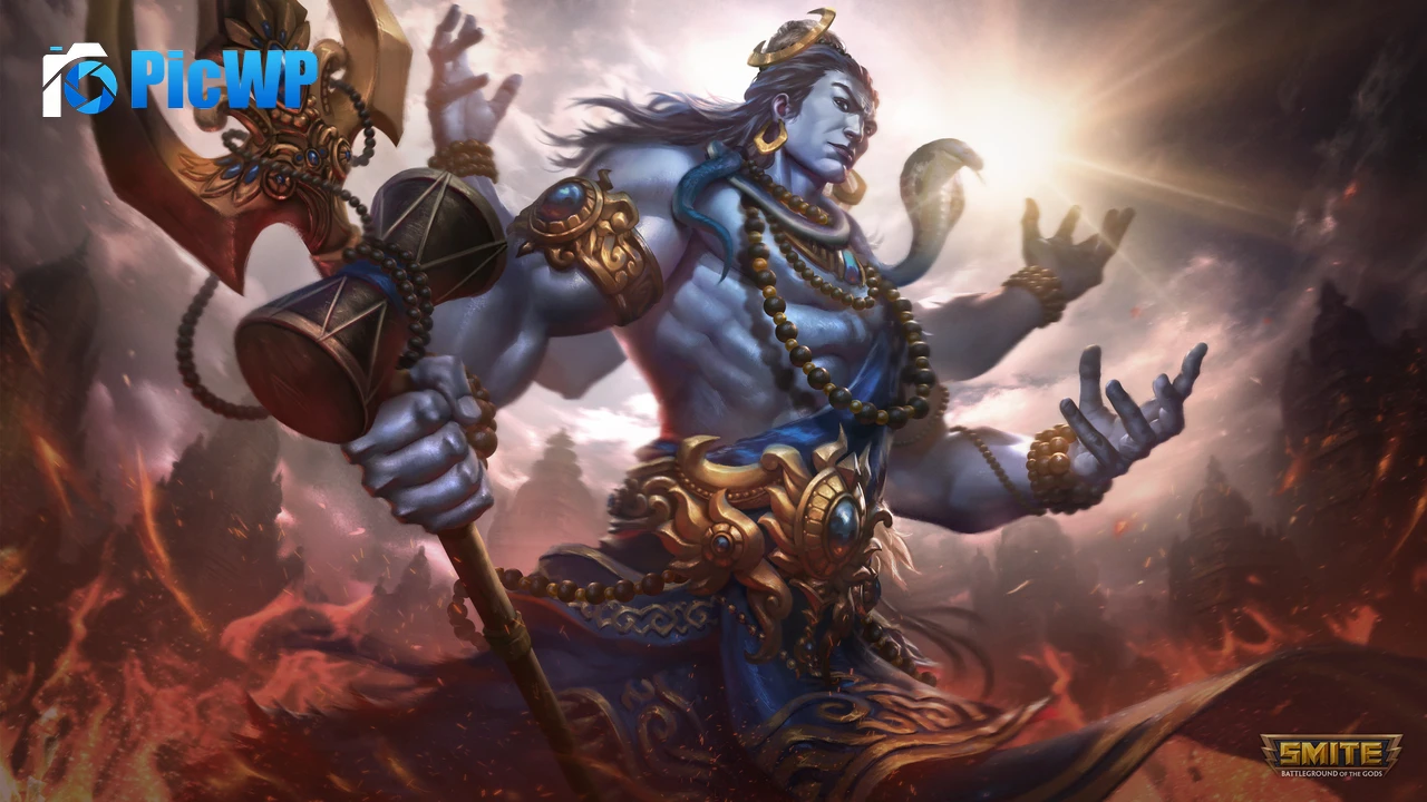 Lord Shiva Smite 4K PC Wallpaper