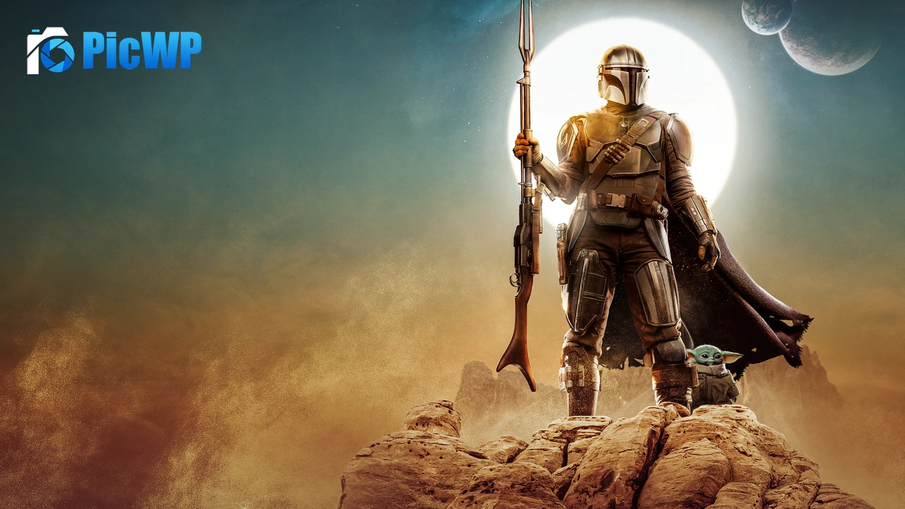 Din Djarin with Baby Yoda in The Mandalorian Season 2 4K PC Wallpaper