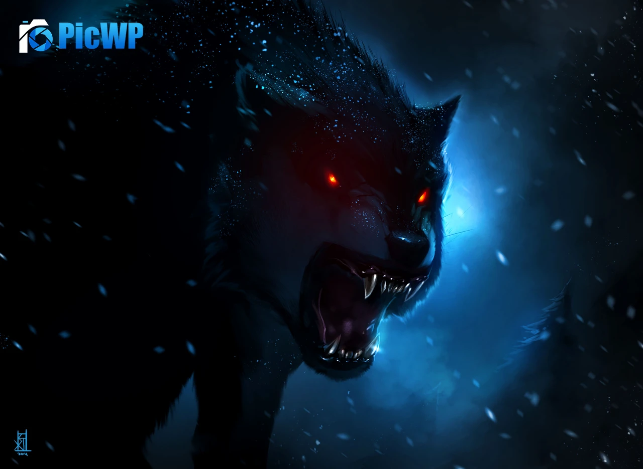 Black Wolf Red eyes 4K PC Wallpaper
