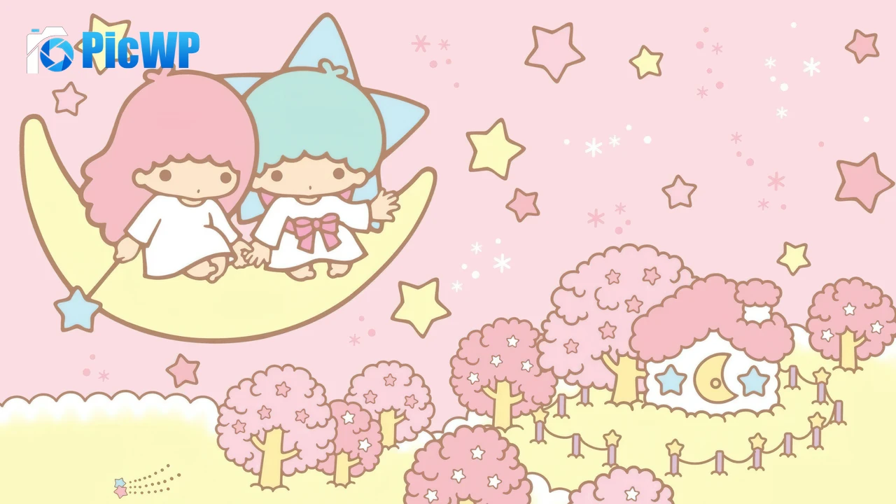 Little Twin Stars Pink aesthetic 4K PC Wallpaper