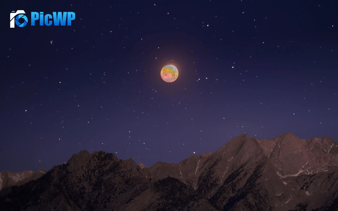 Lunar Eclipse Mount Whitney 4K PC Wallpaper