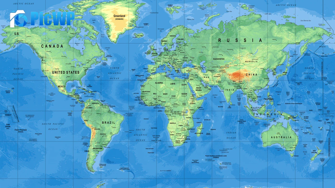 World map Atlas 4K PC Wallpaper