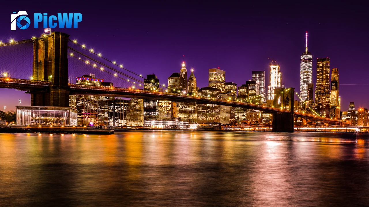 Brooklyn Bridge Night time 4K PC Wallpaper