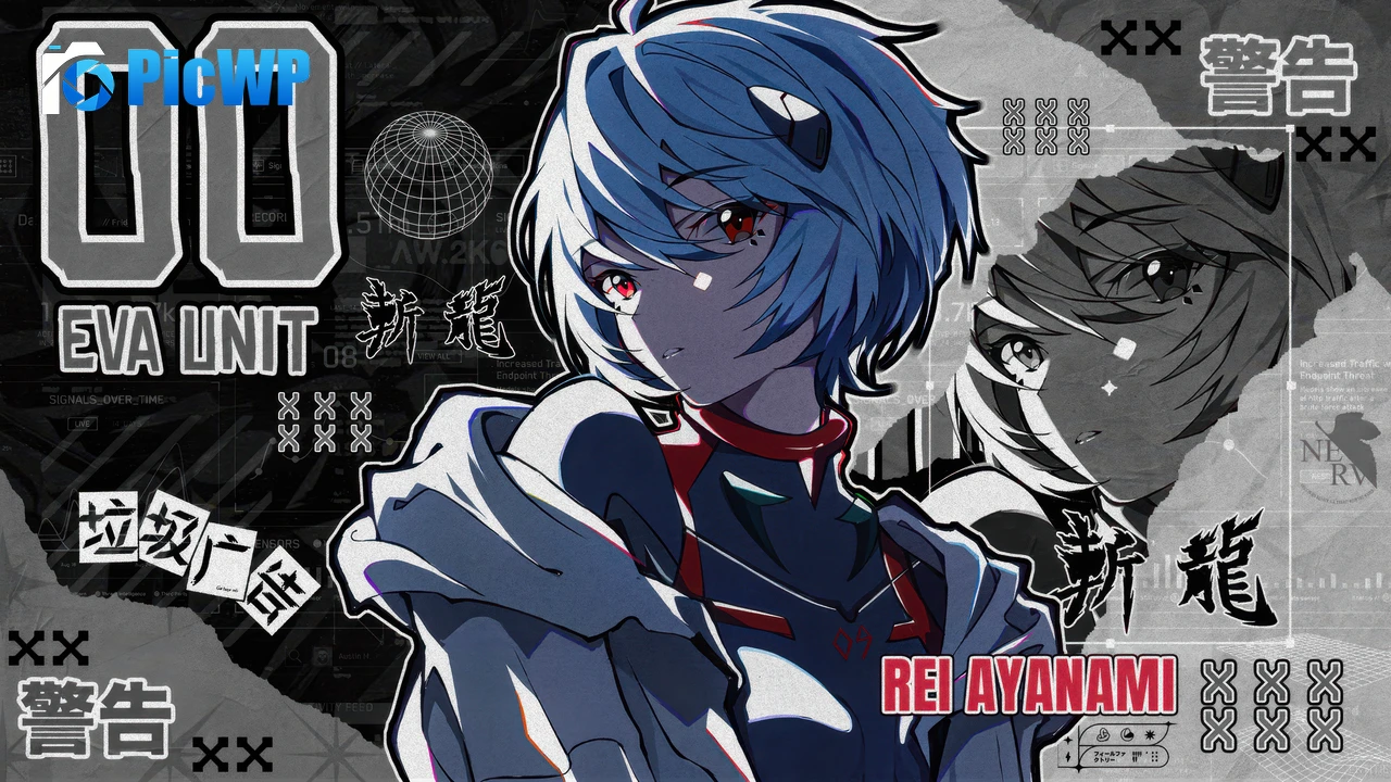 Rei Ayanami Monochrome background 4K PC Wallpaper