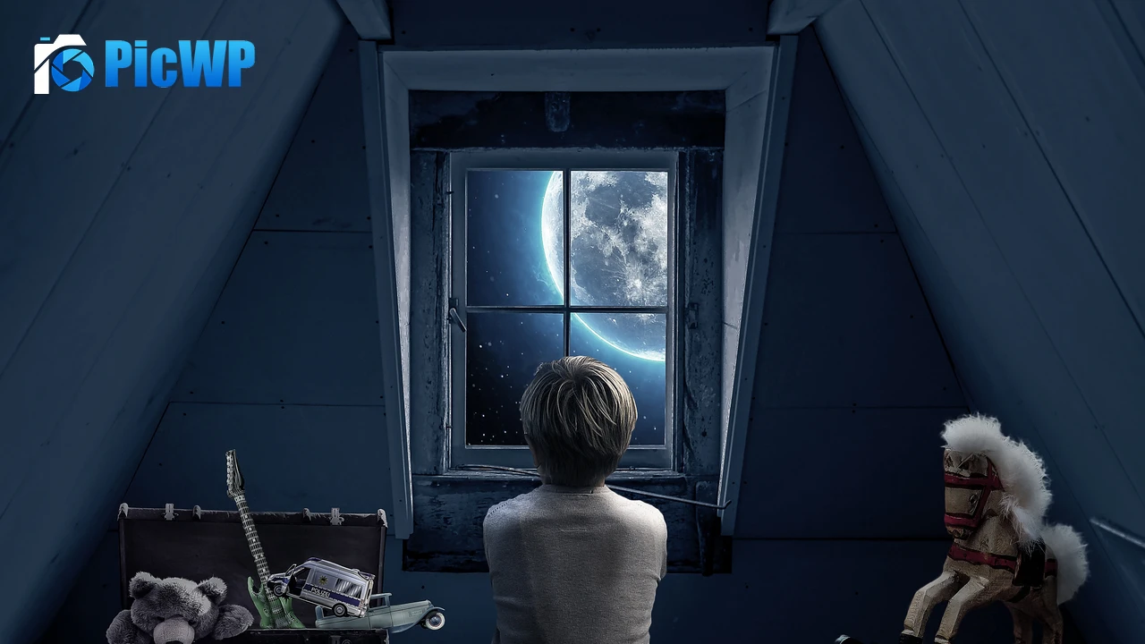 Look through the Window Full moon 4K PC Wallpaper