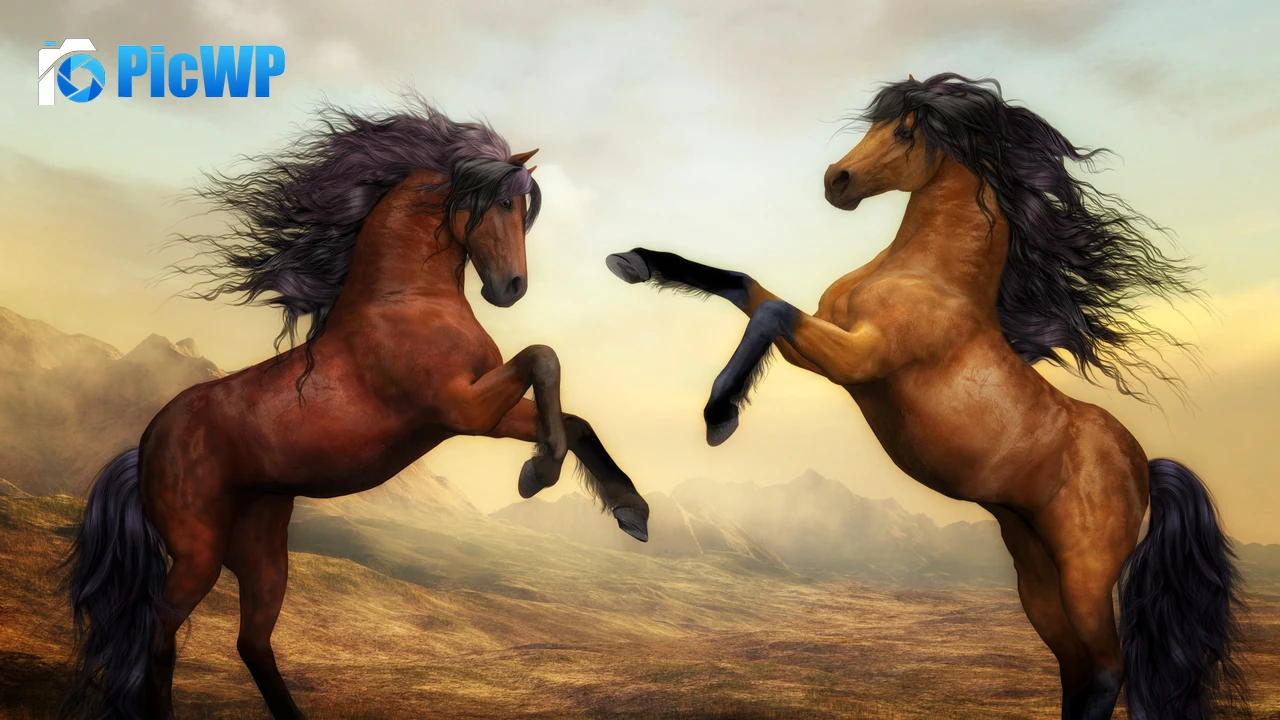 Wild Horses Pair 4K PC Wallpaper
