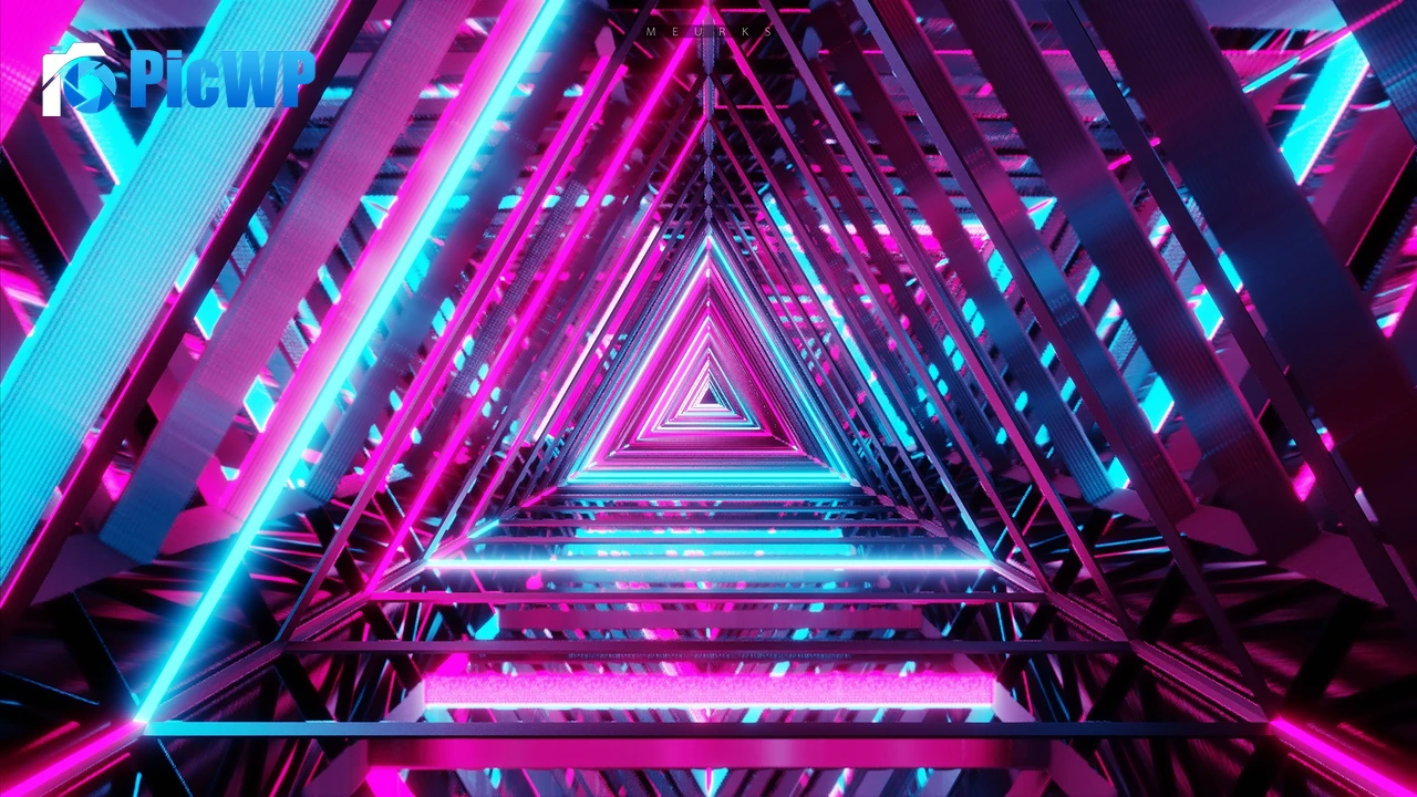 Neon Triangle Vanishing point 4K PC Wallpaper