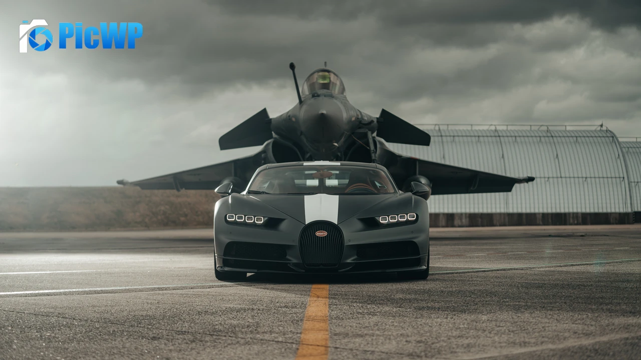 Bugatti Chiron Sport Les Legendes Du Ciel Dassault Rafale 4K PC Wallpaper