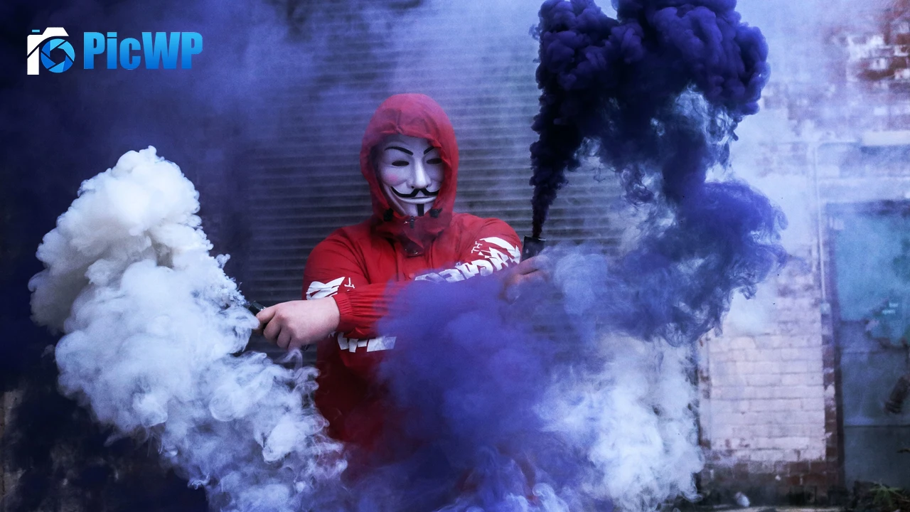 Man in Mask Red Hoodie 4K PC Wallpaper