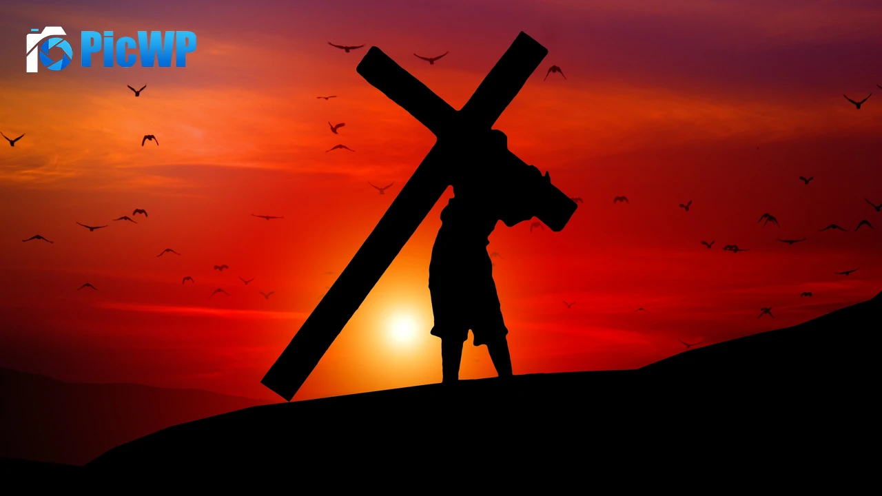 Jesus Cross Sunset 4K PC Wallpaper