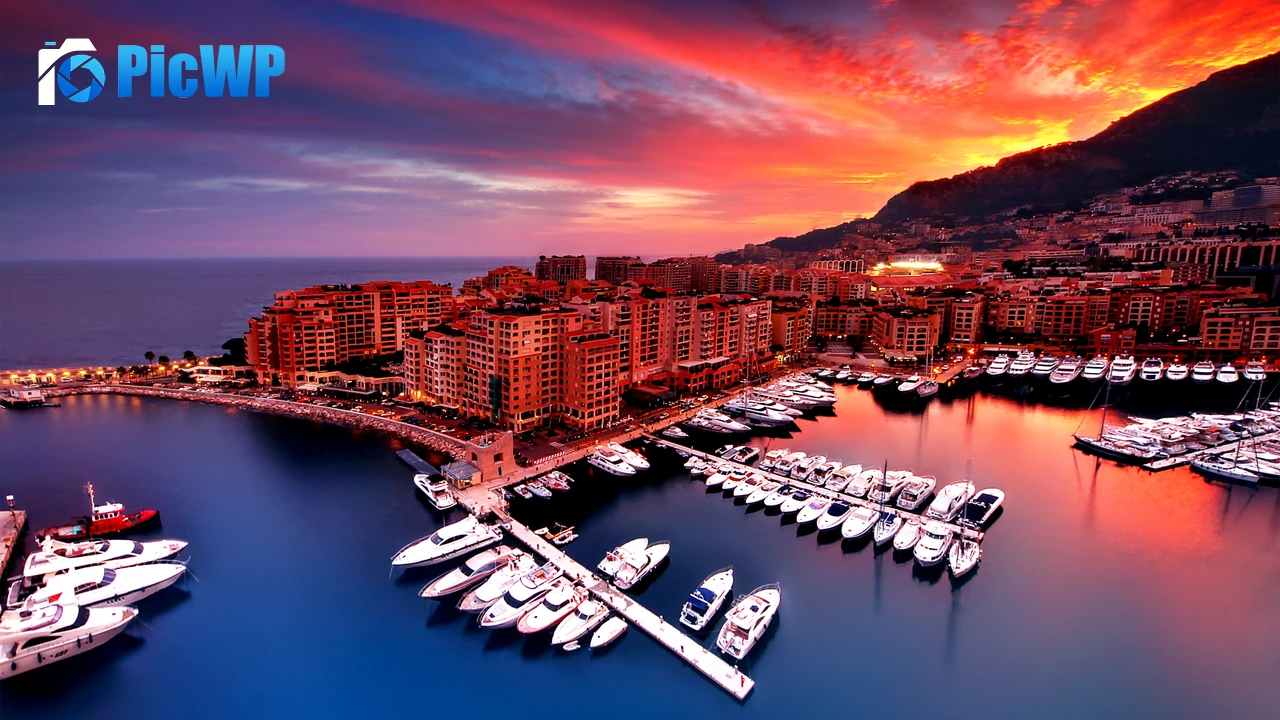 Port Fontvieille Monaco City 4K PC Wallpaper