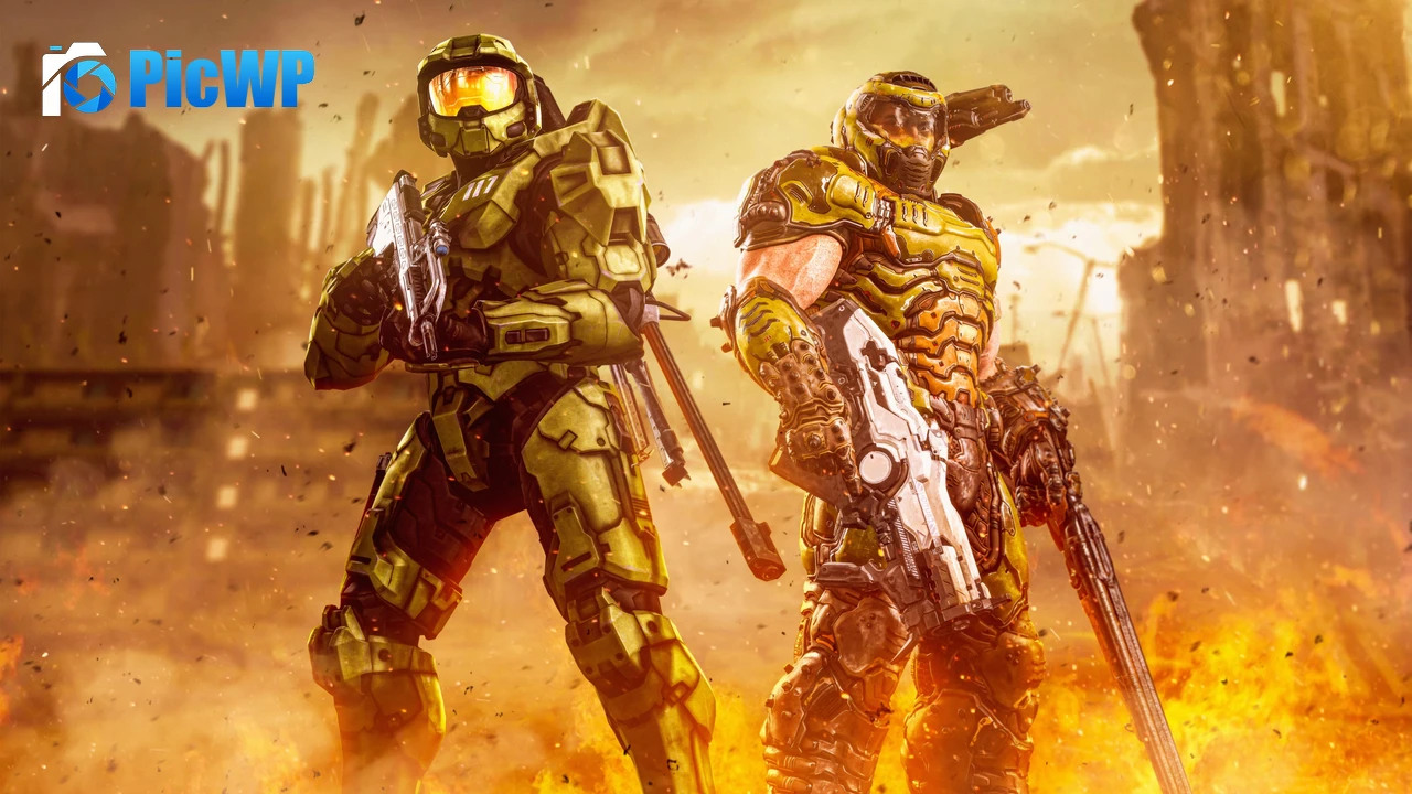 Master Chief Doom Slayer 4K PC Wallpaper