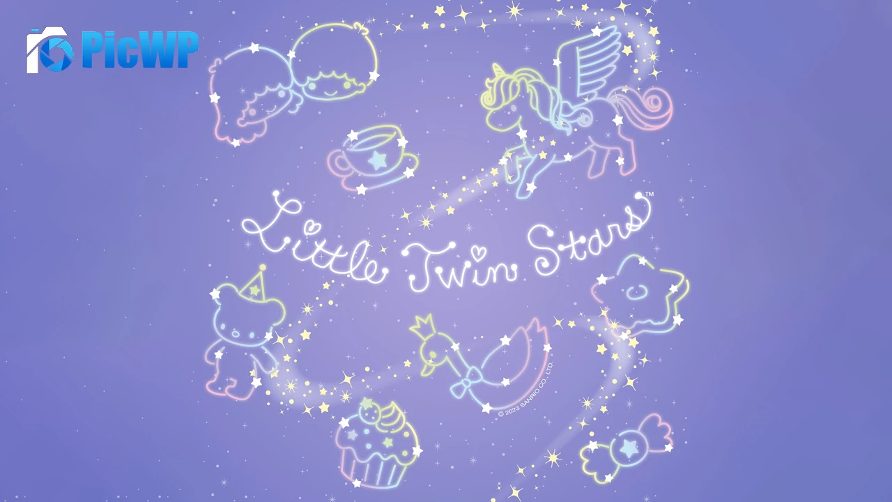 Little Twin Stars Pastel blue 4K PC Wallpaper
