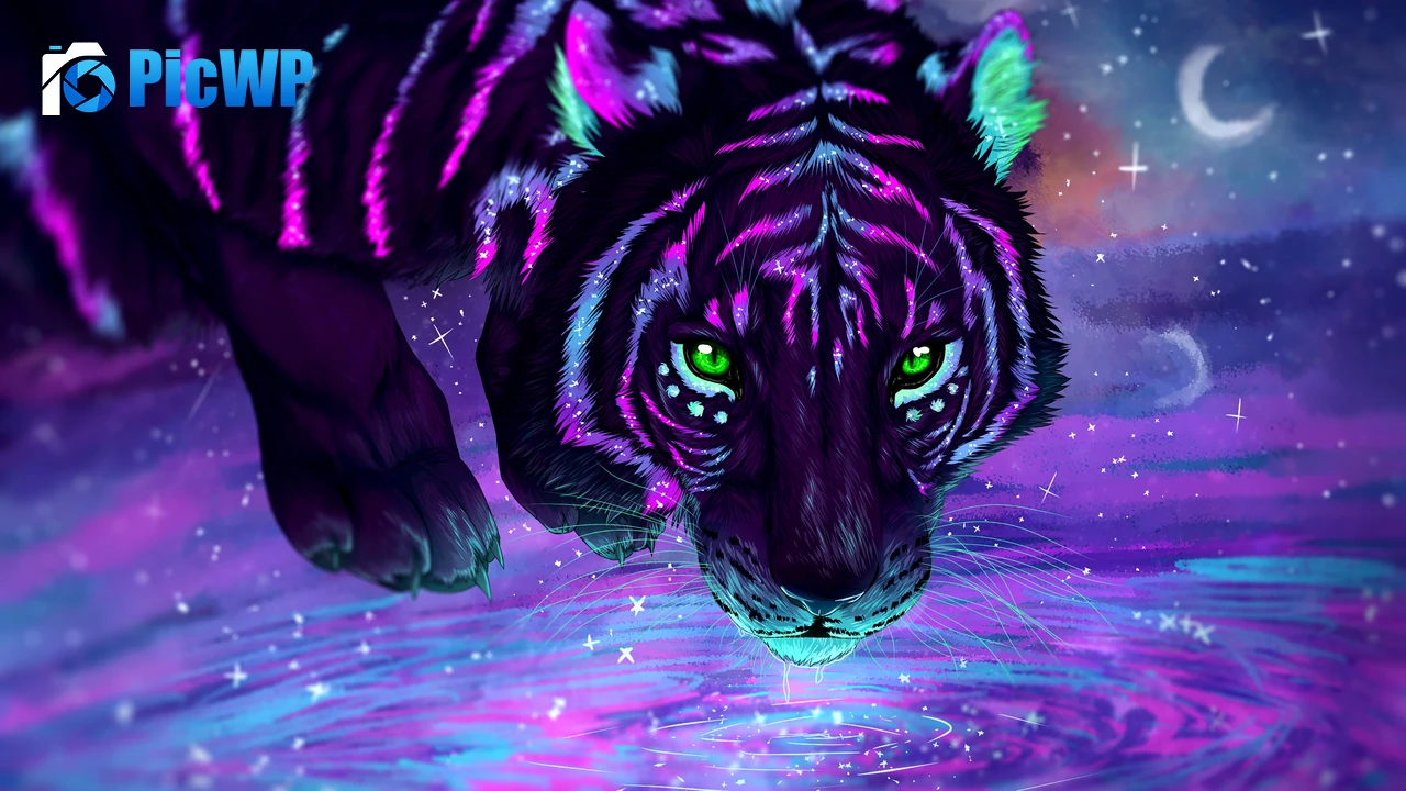 Tiger Neon 4K PC Wallpaper