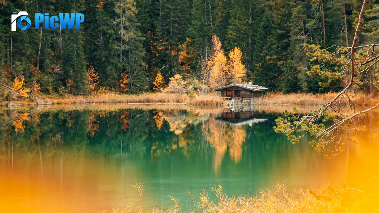 Lake house Forest 4K PC Wallpaper