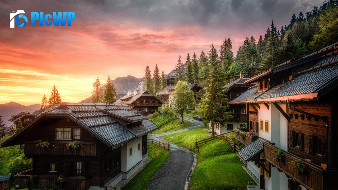 Wooden House Sunrise 4K PC Wallpaper