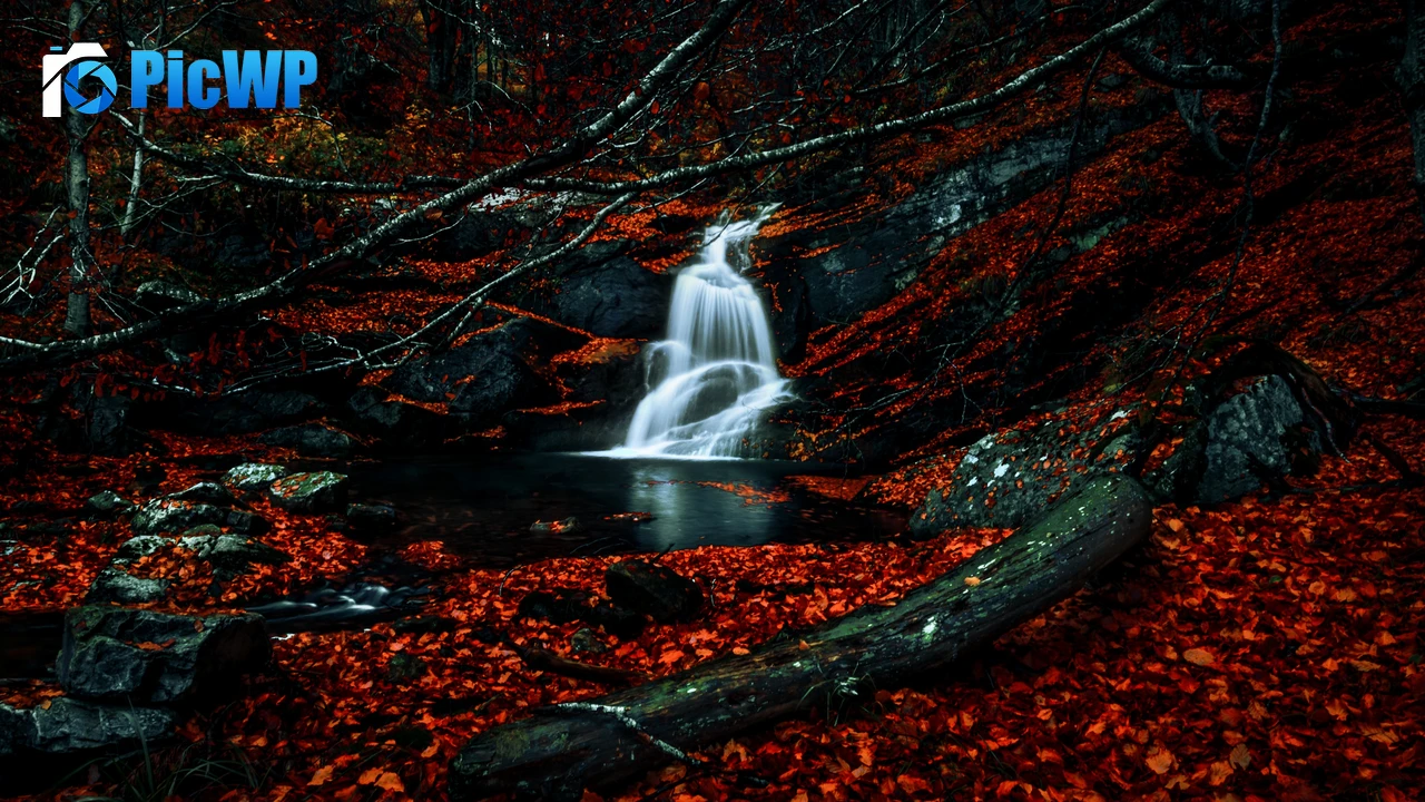 Waterfalls Autumn 4K PC Wallpaper