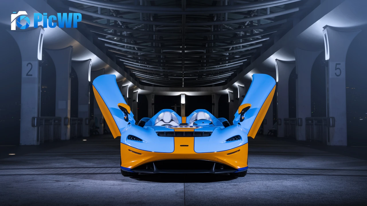 McLaren Elva Gulf Theme 4K PC Wallpaper