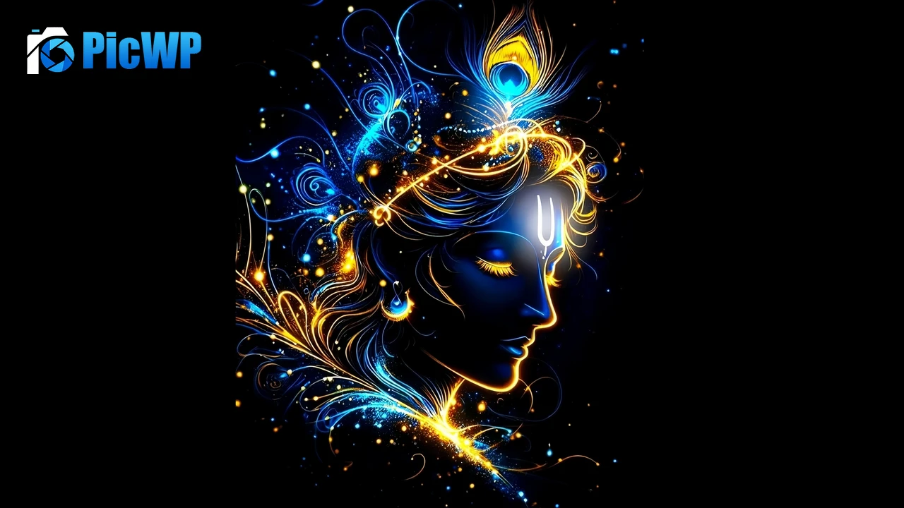 Lord Krishna Black background 4K PC Wallpaper