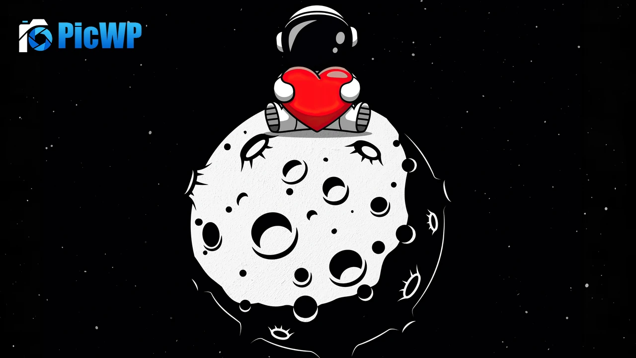 Red heart Astronaut 4K PC Wallpaper