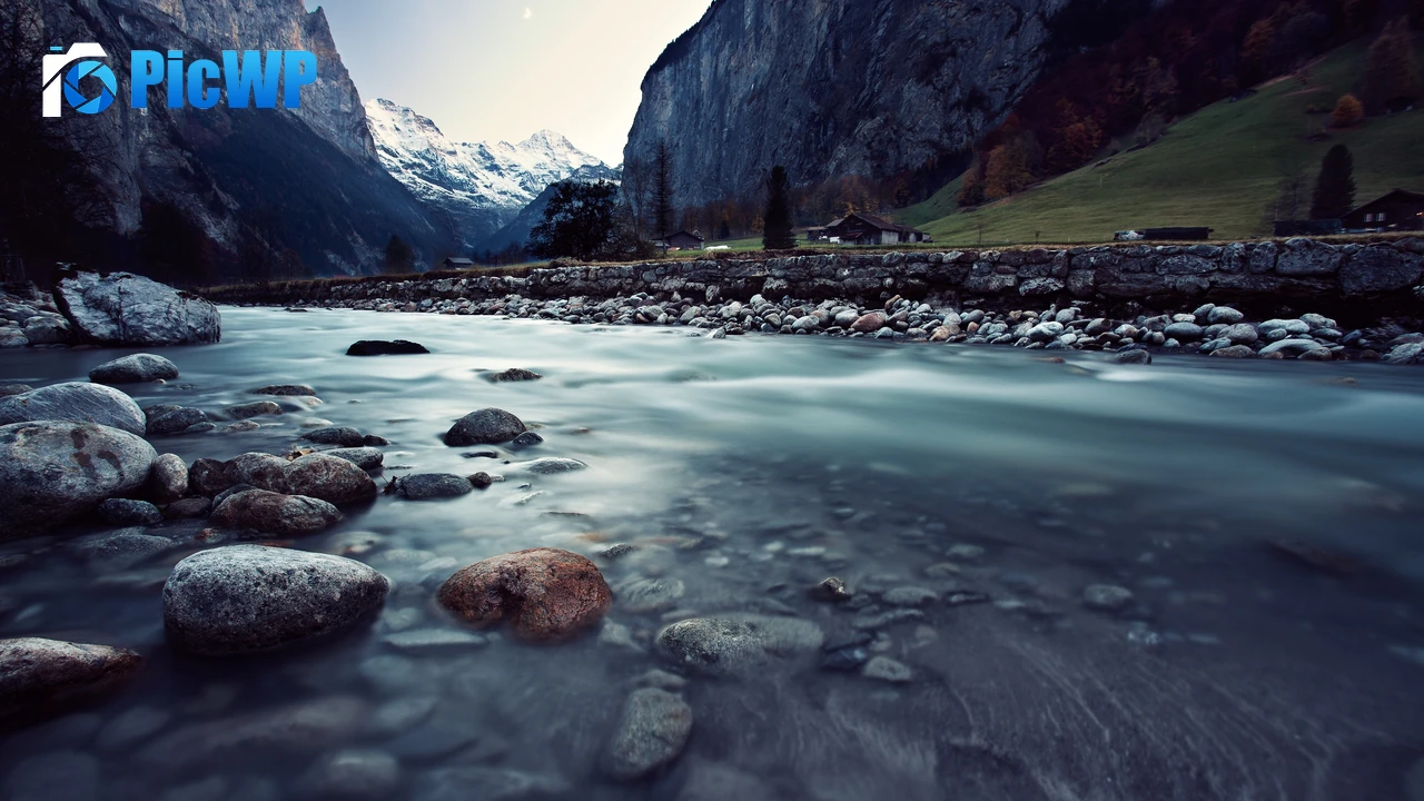 River Stream Mountains 4K PC Wallpaper
