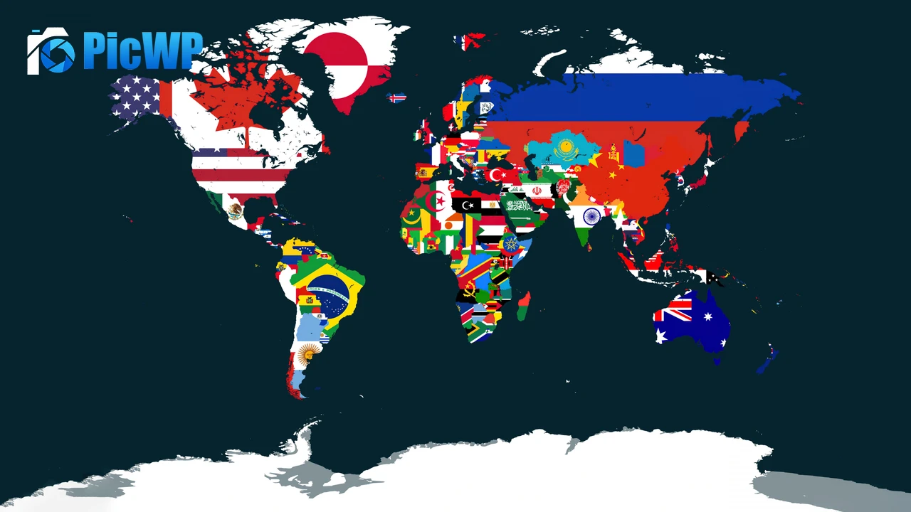 World Map with flags 4K PC Wallpaper