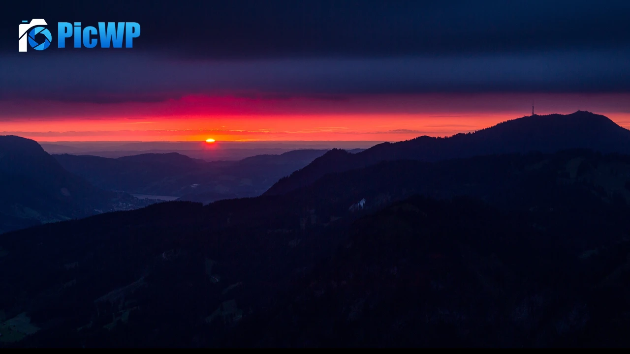Mountain silhouette Sunset 4K PC Wallpaper