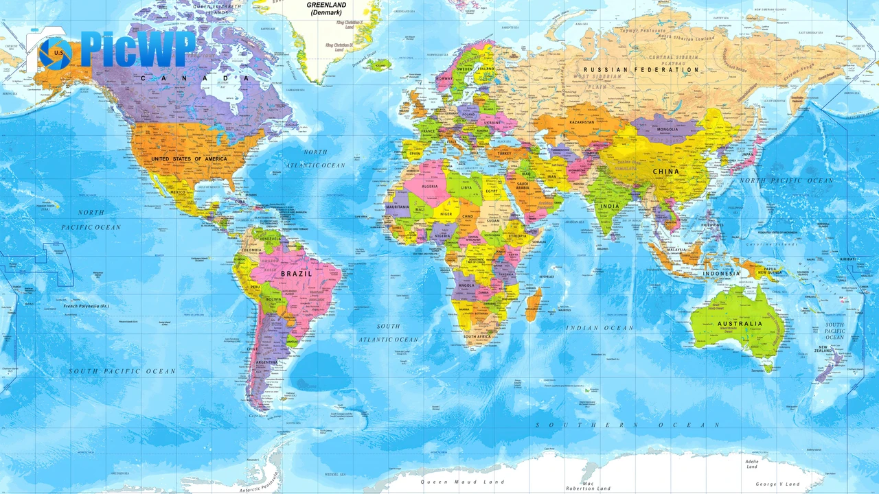 Political world map 4K PC Wallpaper