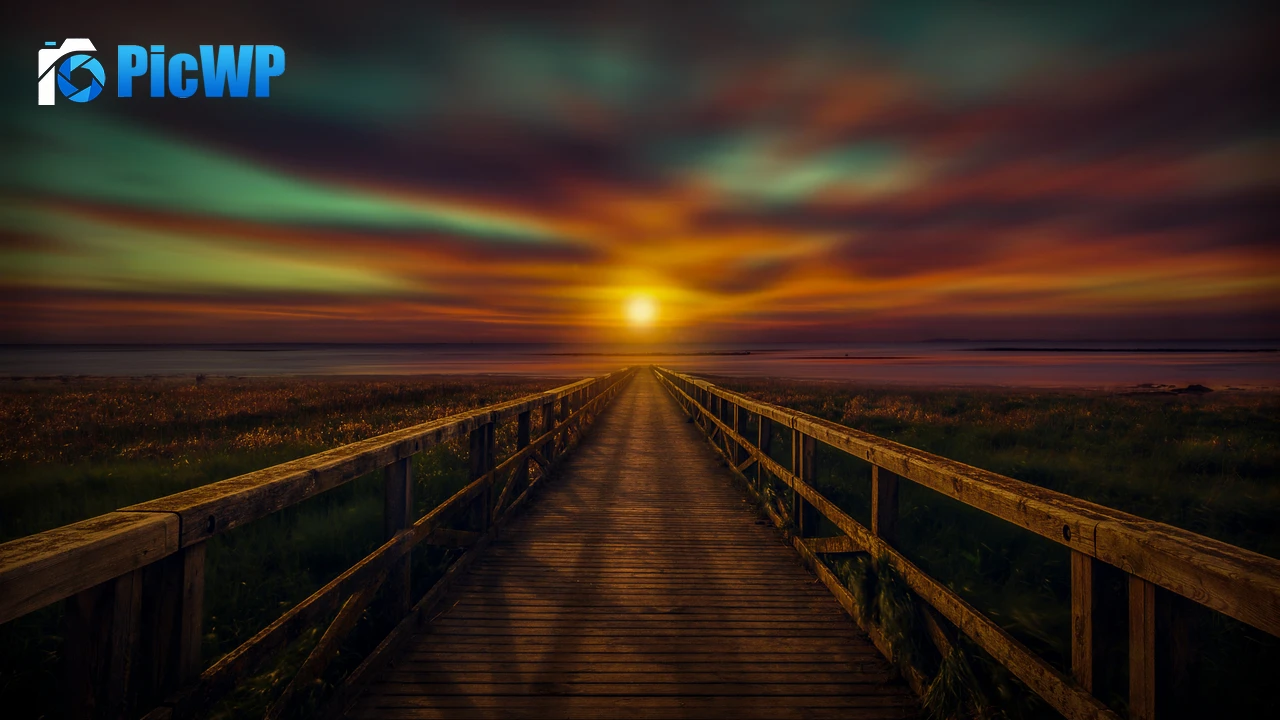Wooden pier Sunset 4K PC Wallpaper