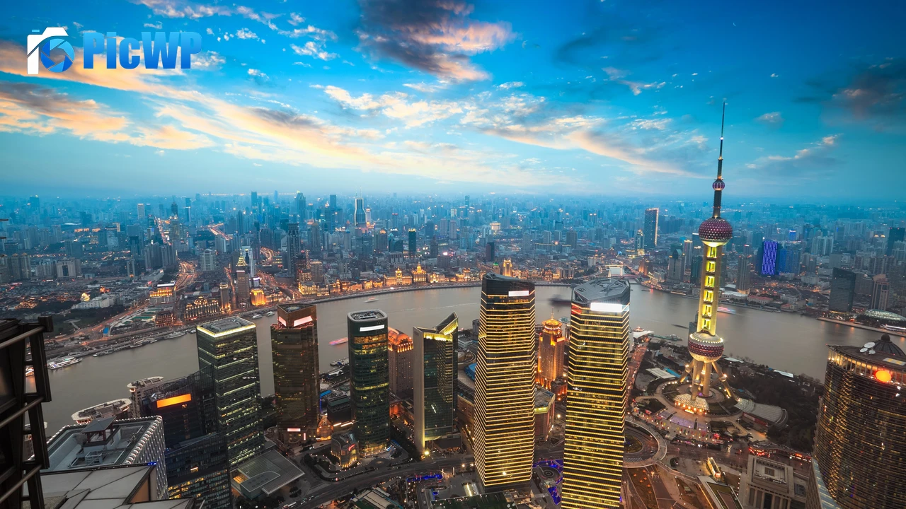 Shanghai City Aerial view 4K PC Wallpaper