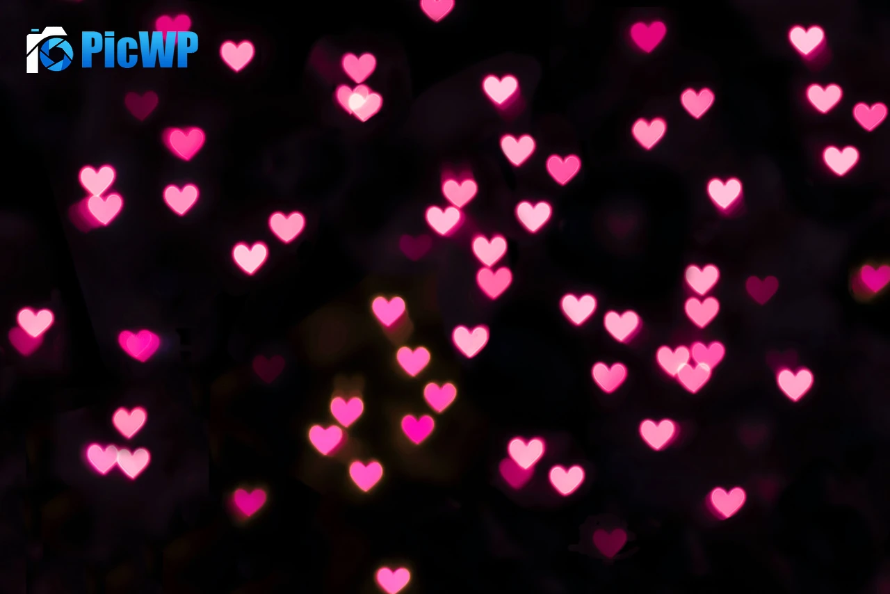 Pink hearts Illuminated 4K PC Wallpaper