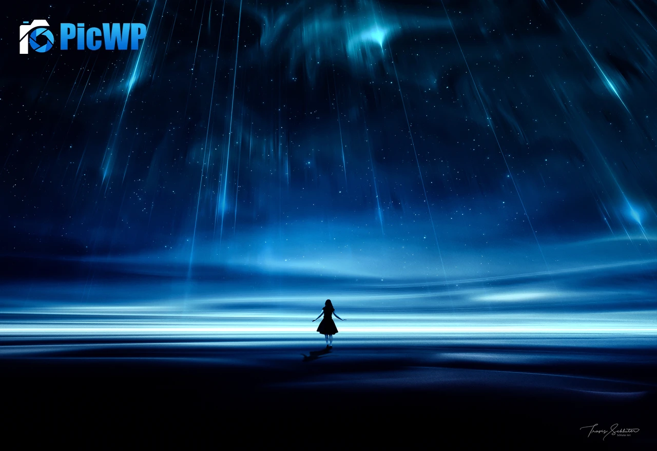 Falling stars Star trail 3K PC Wallpaper