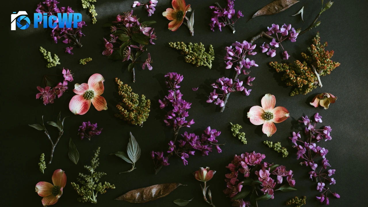 Purple Flowers Dark background 4K PC Wallpaper