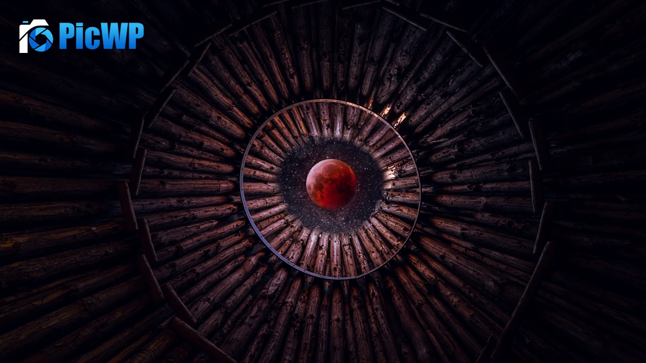 Blood Moon Looking up at Sky 4K PC Wallpaper