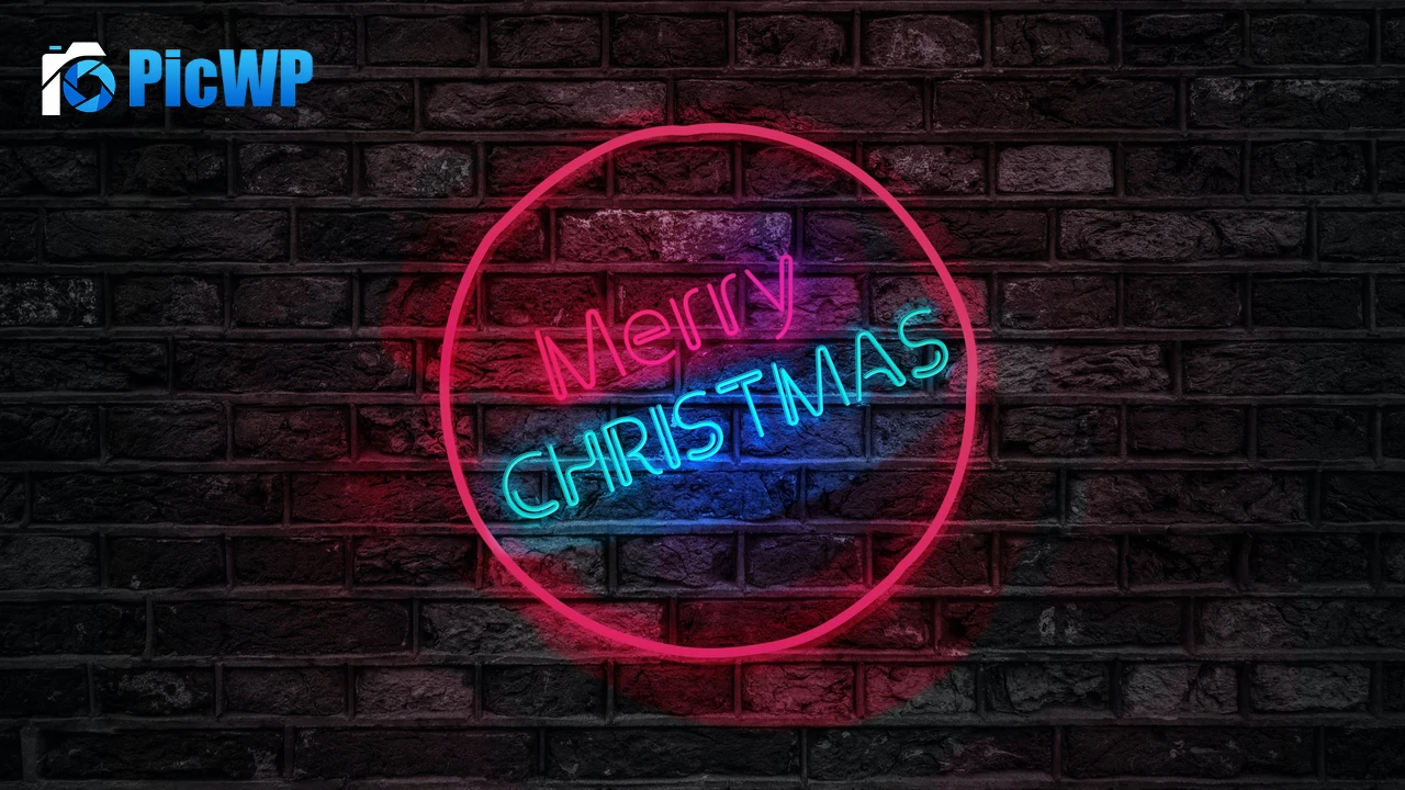 Merry Christmas Neon 4K PC Wallpaper