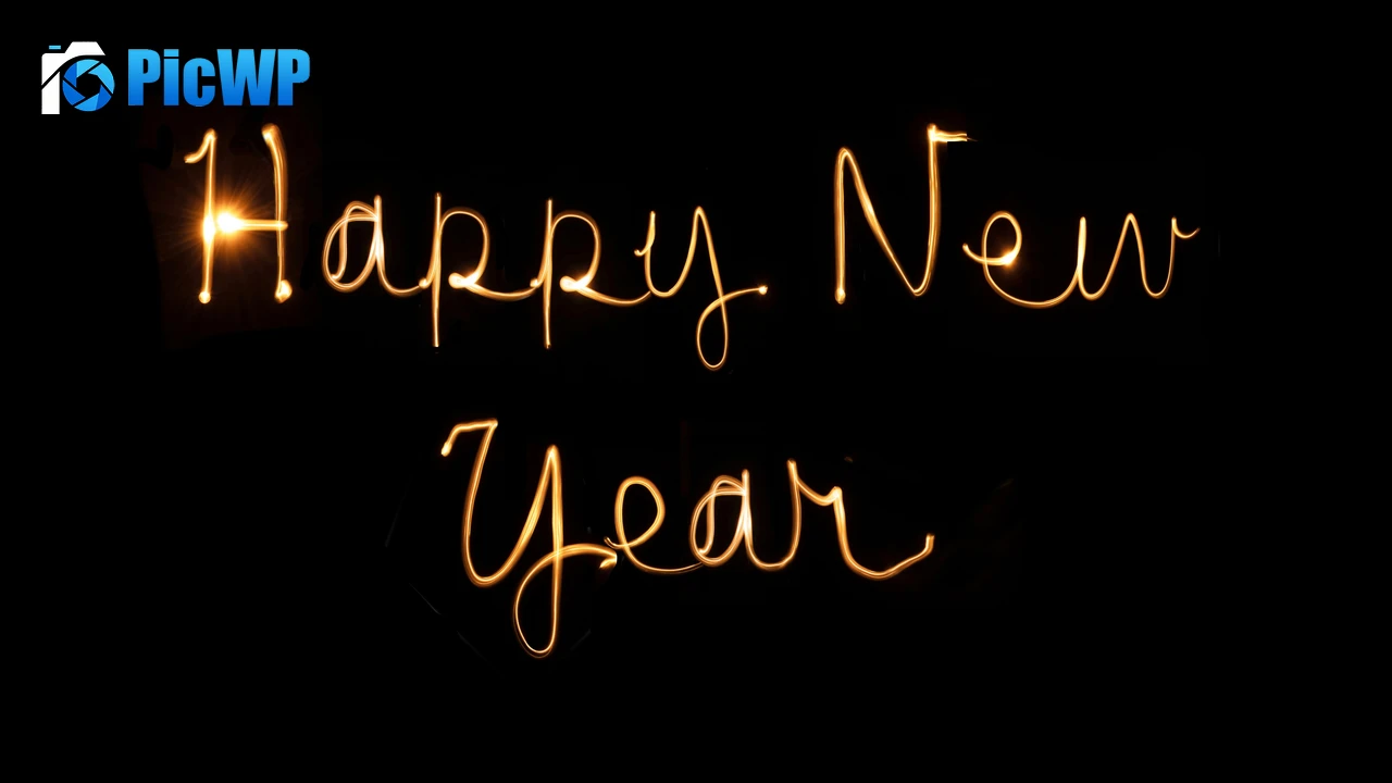 Happy New Year Black background 4K PC Wallpaper