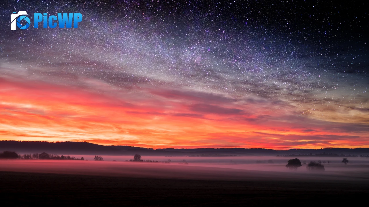 Starry sky Sunset Orange 4K PC Wallpaper