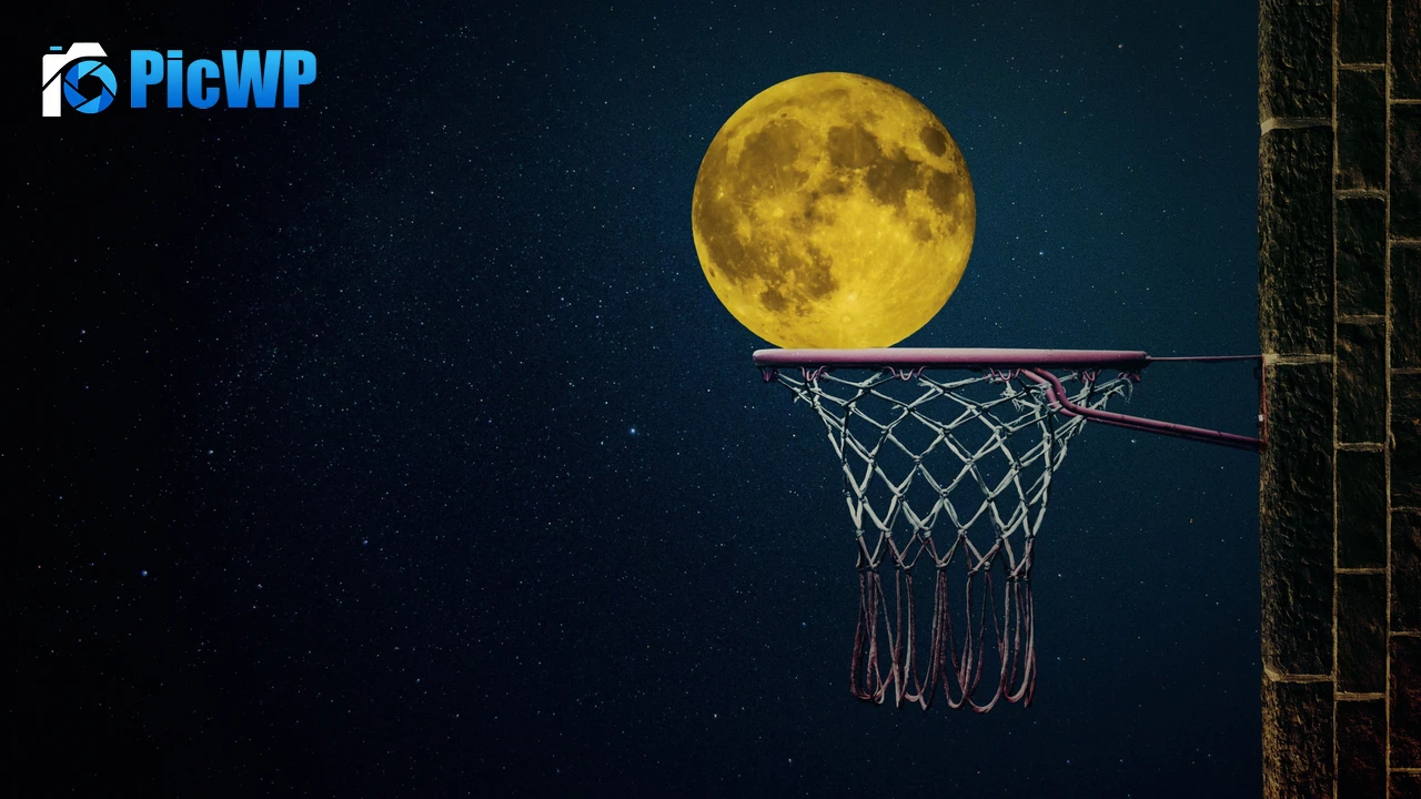 Full moon Basketball ring 4K PC Wallpaper