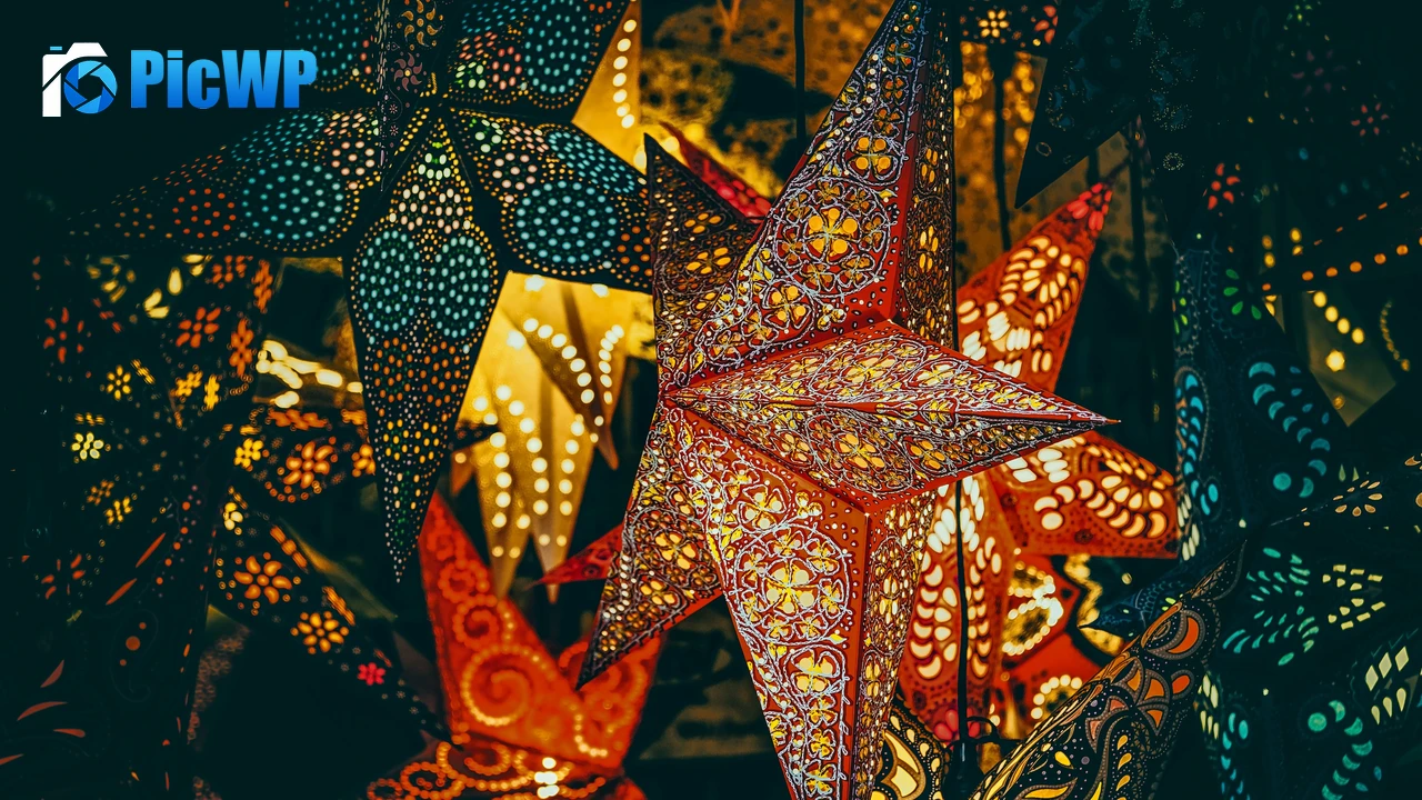 Christmas lights Stars 4K PC Wallpaper