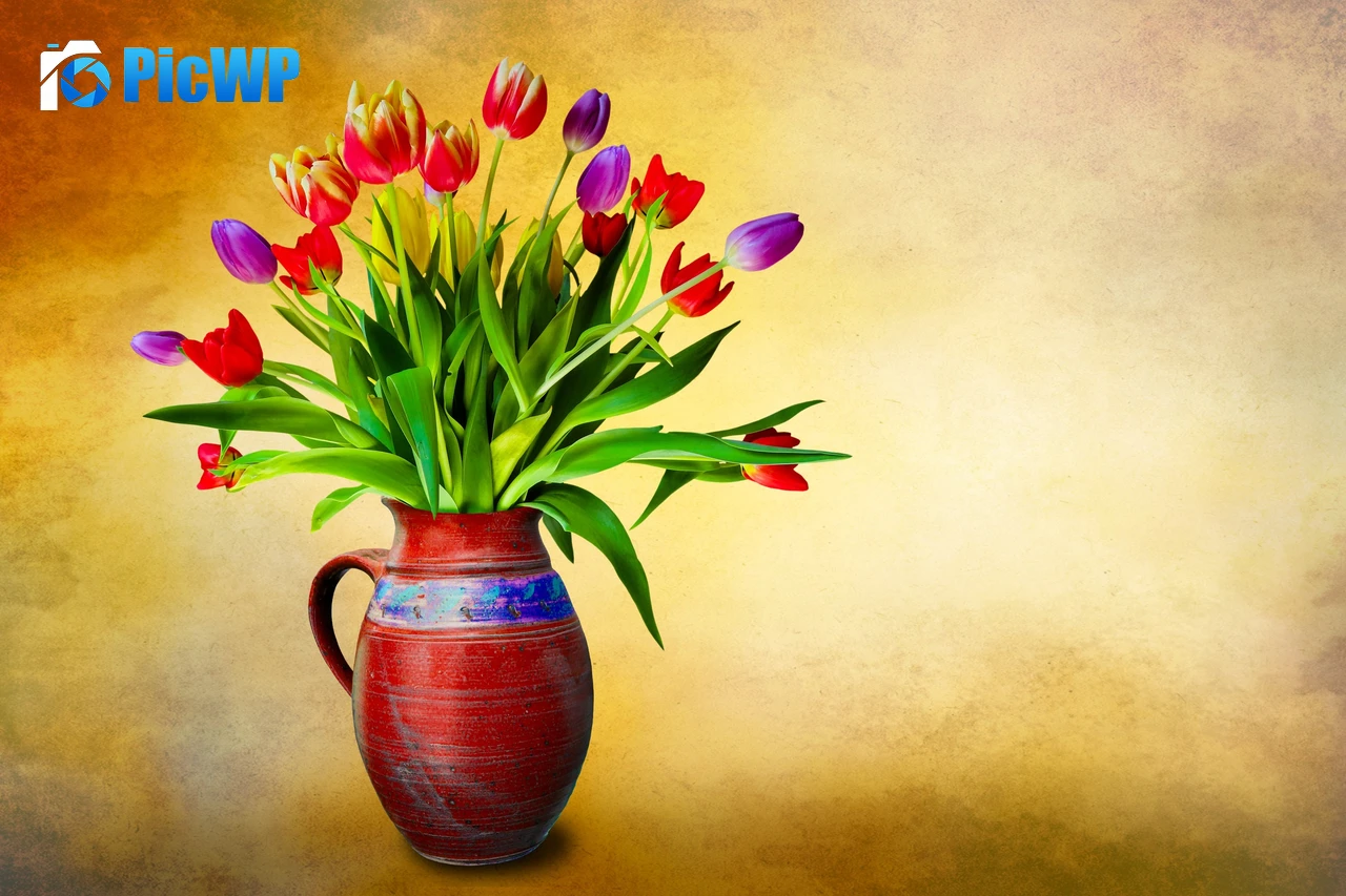 Flower vase Tulip flowers 4K PC Wallpaper