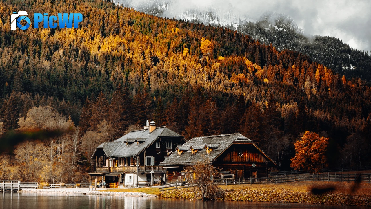 Wooden House Lakeside 4K PC Wallpaper