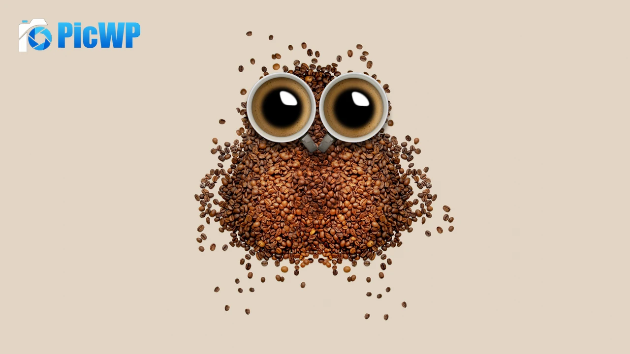 Coffee beans Owl 4K PC Wallpaper