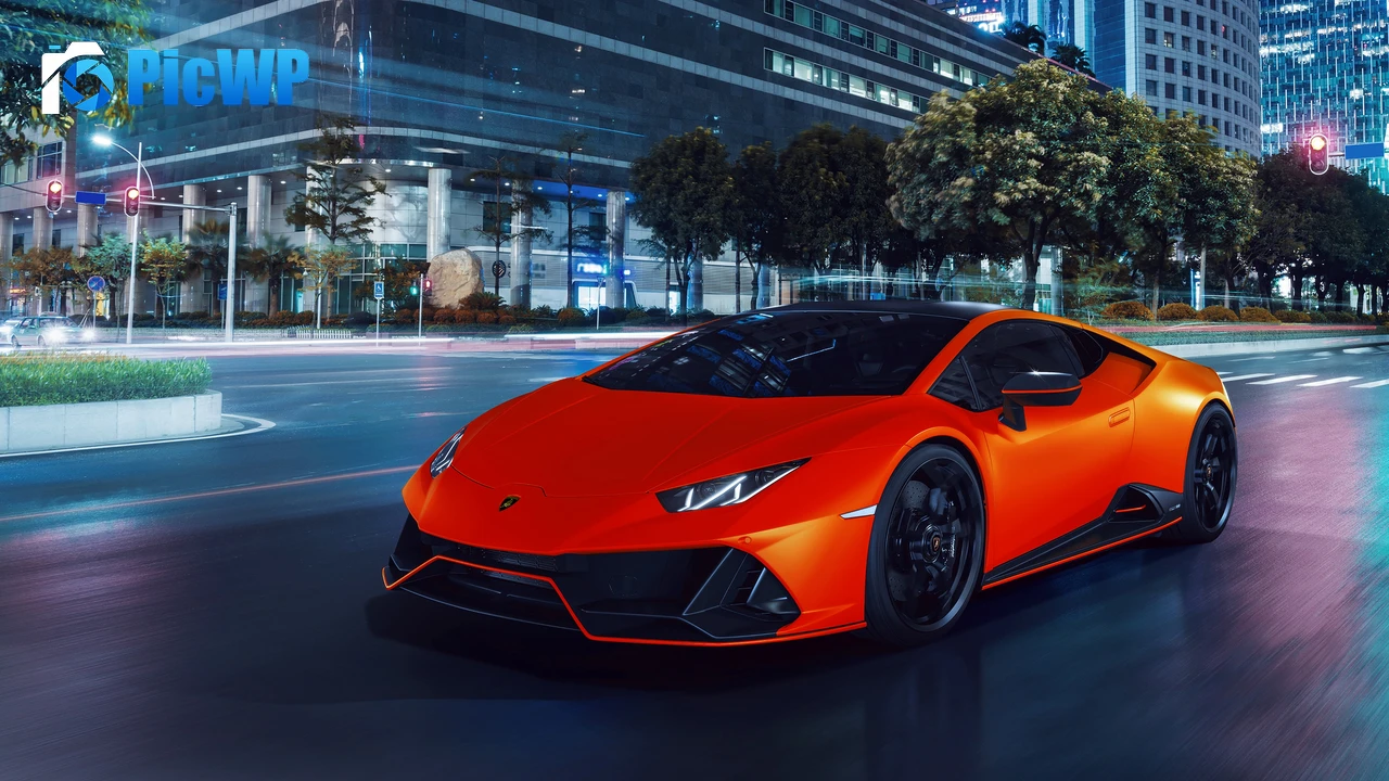Lamborghini Huracan EVO Fluo Capsule Night 4K PC Wallpaper